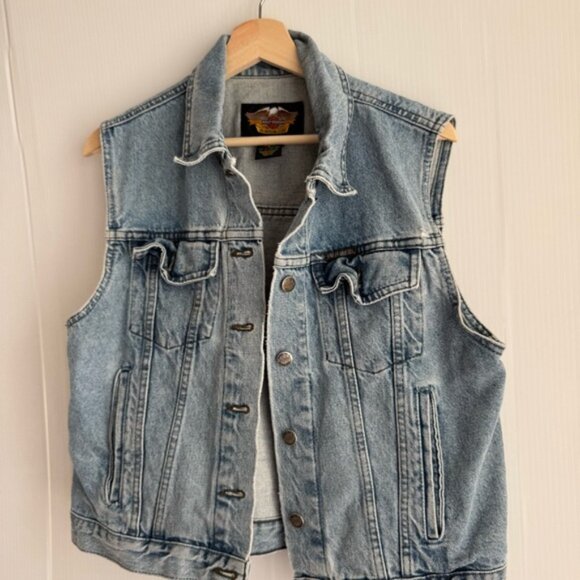 Harley-Davidson vintage denim vest  Gray Denim Vest - Picture 8 of 10